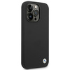 BMW Liquid Silicone Case Metal Logo - iPhone 14 Pro Case (Black)