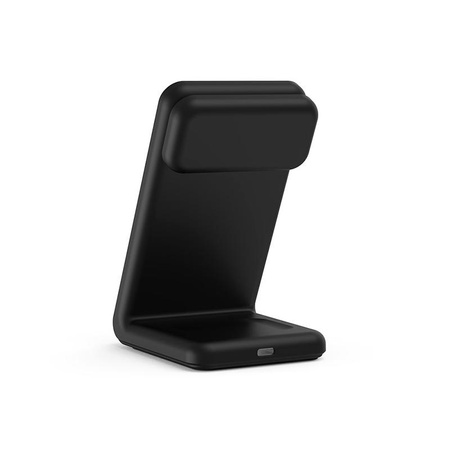 Crong MagSpot Pivot Stand - bezdrátová nabíječka 3 v 1 s MagSafe pro iPhone, Apple Watch a AirPods (černá)