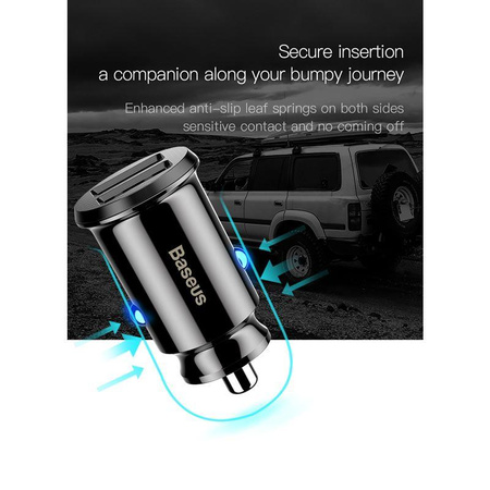 Baseus Grain - Chargeur de voiture 2 x USB, 5 V / 3,1 A (noir)