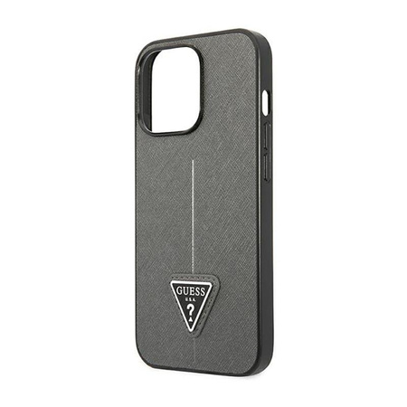 Guess Saffiano Triangle Logo Tasche - iPhone 14 Pro Tasche (silber)