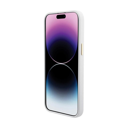 Guess Silicone Logo Strass 4G - pouzdro pro iPhone 15 Pro Max (bílé)