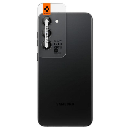 Spigen Optik.Protection de l'objectif de l'appareil photo TR - Verre de protection de l'objectif 2 pcs. pour Samsung Galaxy S23 / S23+ (Noir)