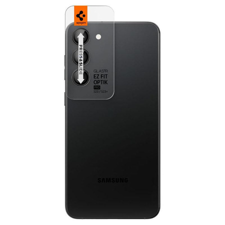 Spigen Optik Pro GLAS.TR EZ Fit Camera Protector 2-Pack - Szkło ochronne na obiektyw 2 szt. do Samsung Galaxy S23 / S23+ (Czarny)