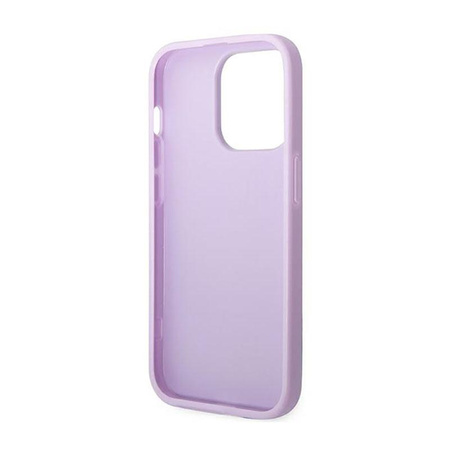 Pouzdro Guess Saffiano Metal Logo Stripes - iPhone 14 Pro Max (lila)