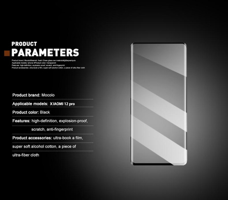 Mocolo 3D 9H Full Glue - Celoplošné ochranné sklo pro Xiaomi 12 Pro (Black)