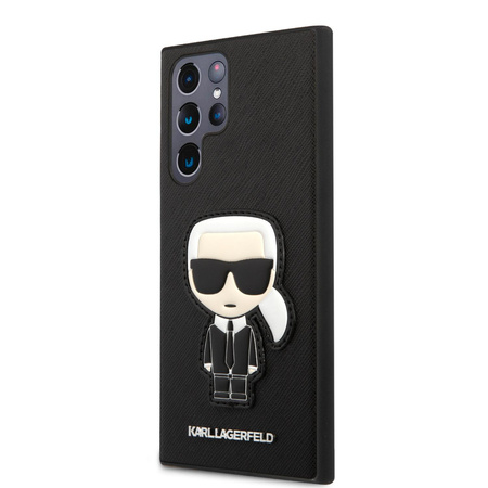 Karl Lagerfeld Saffiano Ikonik Patch - Étui Samsung Galaxy S22 Ultra (noir)