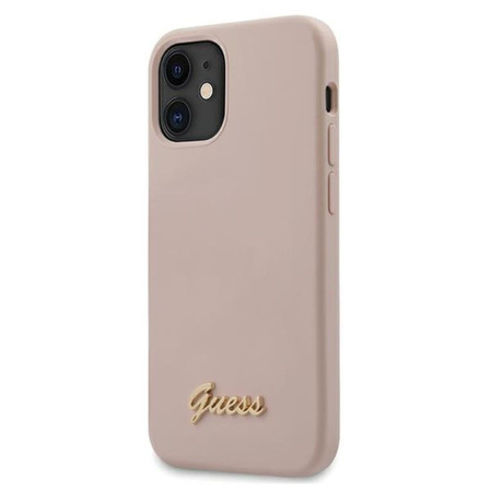 Guess Silicone Script - pouzdro pro iPhone 12 mini (růžové)