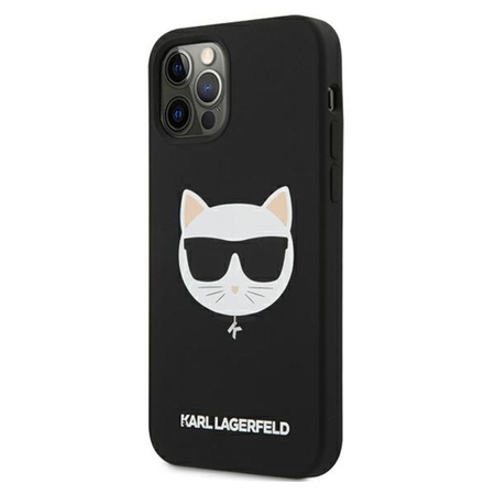 Silikonové pouzdro Karl Lagerfeld Choupette Head - iPhone 12 / iPhone 12 Pro (černé)