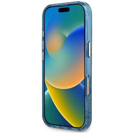 Guess IML Metall Glitter 4G Circle Triangle MagSafe - Gehäuse für iPhone 16 Pro Max (blau)