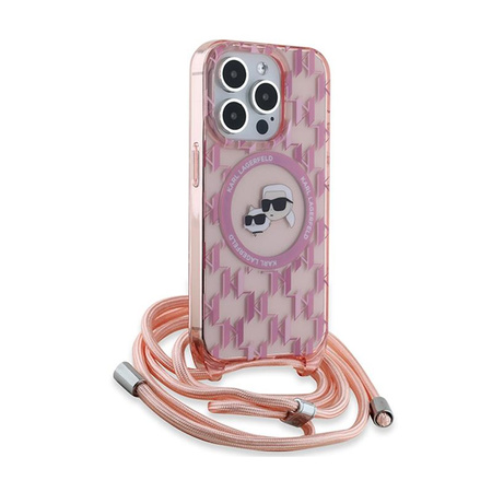 Karl Lagerfeld IML Crossbody Monogram Karl & Choupette Head MagSafe - iPhone 15 Pro tok (rózsaszín)
