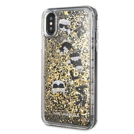 Karl Lagerfeld Signature Glitter Case - pouzdro na iPhone Xs / X (plovoucí přívěsky)