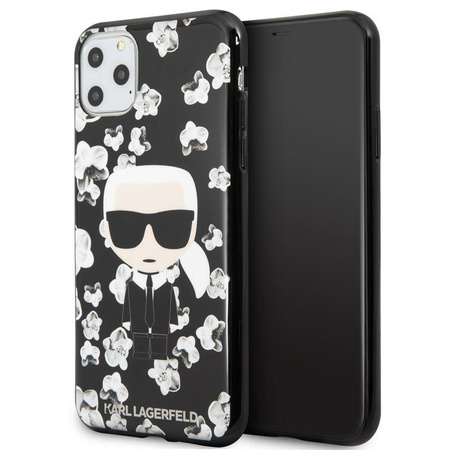 Karl Lagerfeld Iconic Karl Flower - pouzdro pro iPhone 11 Pro Max (černé)