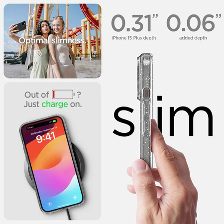 Spigen Liquid Crystal Glitter - tok iPhone 15 Plus készülékhez (átlátszó)