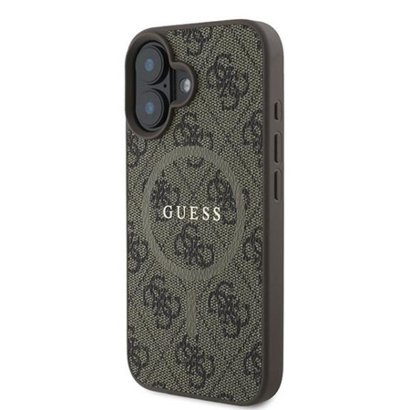 Guess 4G Ring Classic Logo MagSafe - pouzdro pro iPhone 16 Plus (hnědé)