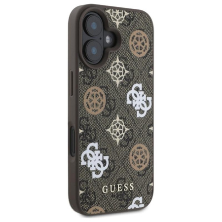 Guess Pfingstrose auf 4G Hintergrund MagSafe - iPhone 16 Tasche (braun)