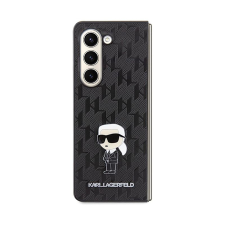 Karl Lagerfeld NFT Saffiano Monogram Ikonik kitűző - Samsung Galaxy Z Fold 5 tok (fekete)