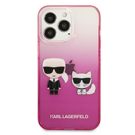 Karl Lagerfeld Farbverlauf Ikonik Karl & Choupette - iPhone 13 Pro Tasche (rosa)