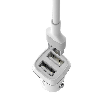 Borofone - car charger 2x USB Lightning cable included, white