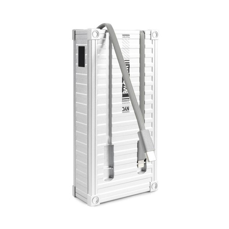 WEKOME WP-341 Container Series - Powerbank 20000 mAh Super Charging mit integriertem USB-C & Lightning PD Kabel 20W + QC 22.5W (Silber)