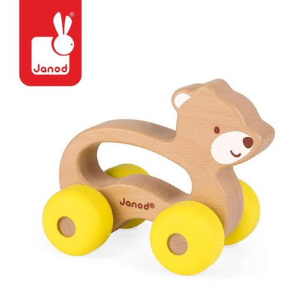 Janod - Baby Pop dřevěný medvídek na kolech