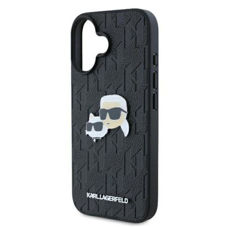 Karl Lagerfeld Monogram Karl & Chaoupette Head Pin - pouzdro pro iPhone 16 Plus (černé)