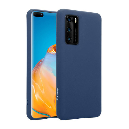ETUI NIEBIESKIE SILIKONOWE DO HUAWEI P40, Crong Eleganckie, z Mikrofibrą