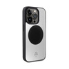 Mercedes Leather & Alu MagSafe - Hülle für iPhone 15 Pro (Silber)