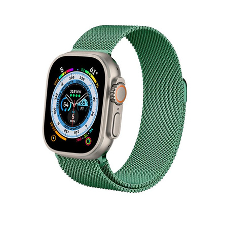 Crong Milano Steel - Řemínek z nerezové oceli pro Apple Watch 44/45/46/49 mm (zelený)