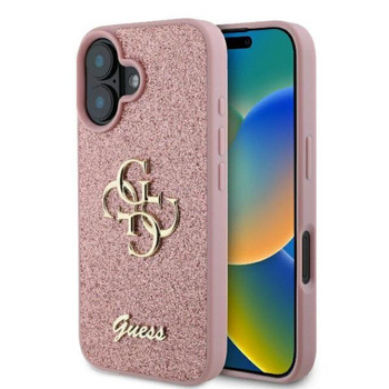 Pouzdro Guess Fixed Glitter Big 4G - iPhone 16 Plus (růžové)
