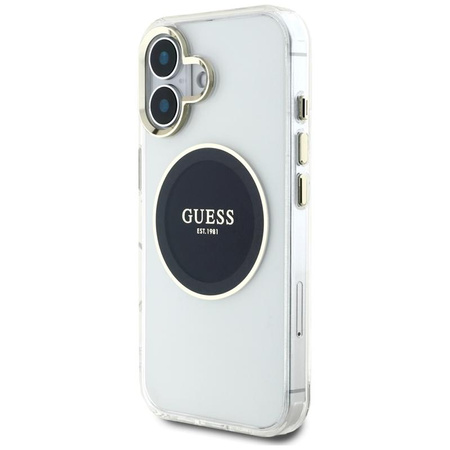 Guess IML Metal Coloured Circle Classic Logo MagSafe - étui pour iPhone 16 (noir)
