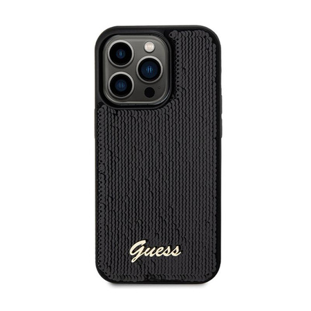Guess Sequin Script Metal - Hülle für iPhone 13 Pro (Schwarz)