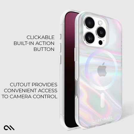 Etui Case-Mate Soap Bubble MagSafe do iPhone 16 Pro – Efekt Tęczowej Poświaty