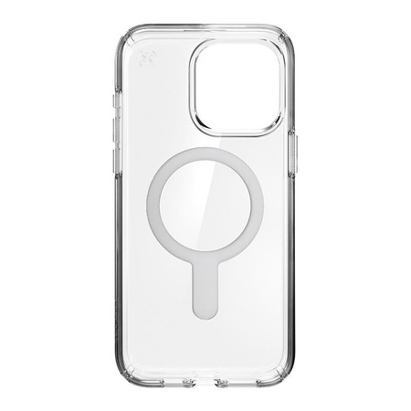 Speck Presidio Perfect-Clear ClickLock & Magsafe - iPhone 15 Pro Max Hülle (Transparent / Chrom-Finish / Serene Silver)