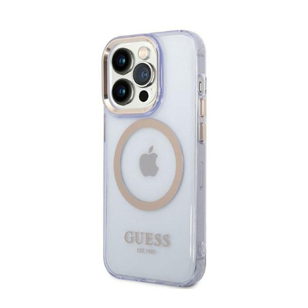 Guess Gold Outline Translucent MagSafe - iPhone 14 Pro Max Case (purple)