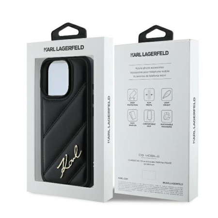 Karl Lagerfeld Quilted Signature - Coque pour iPhone 16 Pro (noir)