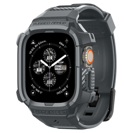 Spigen Rugged Armor Pro - Bracelet avec étui pour Apple Watch Ultra 49 mm (Gris foncé)