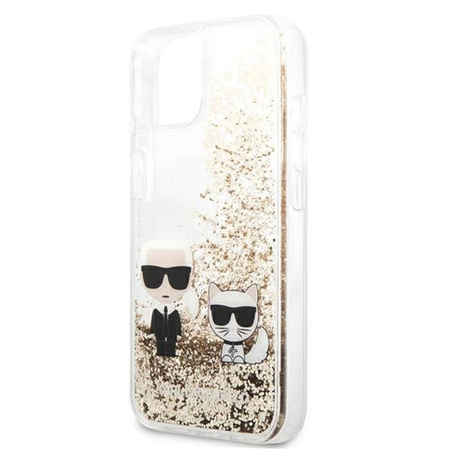 Karl Lagerfeld Liquid Glitter Karl & Choupette - iPhone 13 Mini Case (Gold)