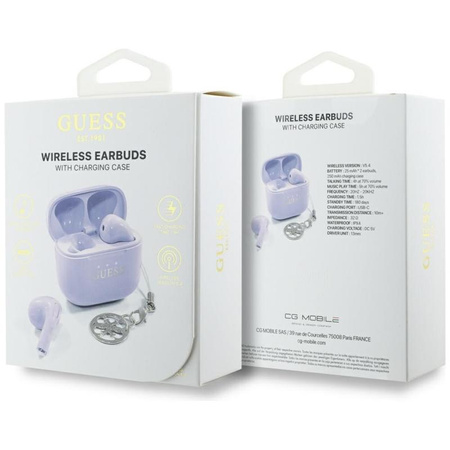 Guess Glossy Effect Printed Classic Logo & Charm - TWS Bluetooth-Kopfhörer + Ladetasche (lavendel)