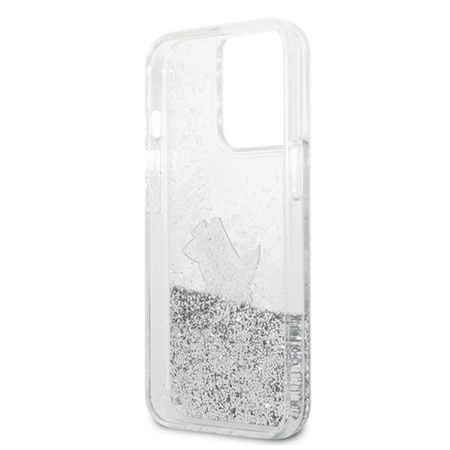 Karl Lagerfeld Liquid Glitter Choupette Fun - iPhone 13 Pro Max Tasche (Silber)
