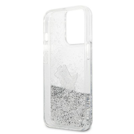 Karl Lagerfeld Liquid Glitter Choupette Fun - iPhone 13 Pro Max Tasche (silber)