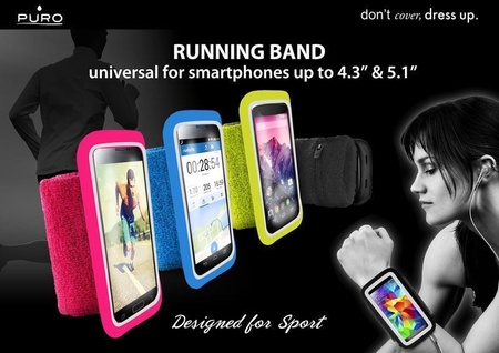 PURO Running Band - univerzální běžecký náramek pro smartphony s úhlopříčkou max. 4,3" + kapsa na klíče (růžová)