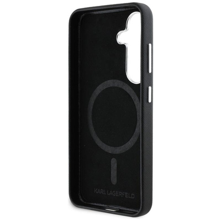 Karl Lagerfeld Saffiano Full Wrapped Elongated Metal Logo MagSafe - Case for Samsung Galaxy S25 (black)