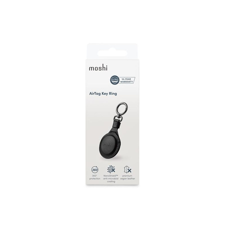 Moshi AirTag Schlüsselanhänger - Premium-Anhänger für Apple AirTag (Jet Black)