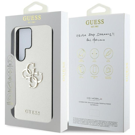 Guess Genarbtes Großes 4G Logo Kleines Klassisches Logo - Hülle für Samsung Galaxy S25 Ultra (beige)