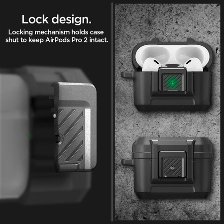 Spigen Lock Fit - Gepanzerte Hülle für Apple Airpods Pro 1 / 2 (Schwarz)