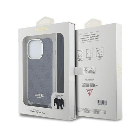 Guess Crossbody Cord 4G Print - iPhone 15 Pro Max Case (Black)