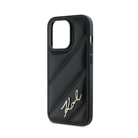 Karl Lagerfeld Diagonal Quilted Script - Étui pour iPhone 14 Pro (noir)