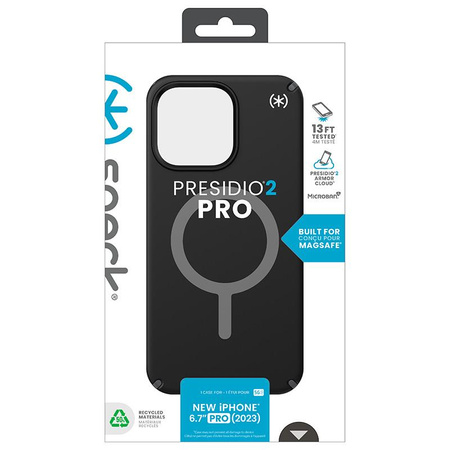 Speck Presidio2 Pro Magsafe - iPhone 15 Pro Max Tasche (Schwarz / Schiefergrau / Weiß)