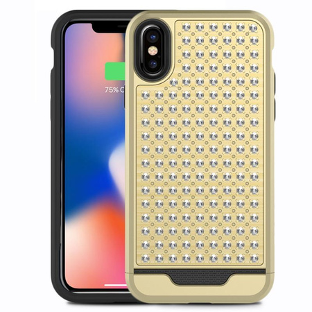 Zizo Star Diamond Hybrid Cover - iPhone X Case (Gold/Black)