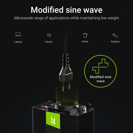 Green Cell - Convertisseur de tension Onduleur 12V à 230V 300W/600W Onde sinusoïdale modifiée